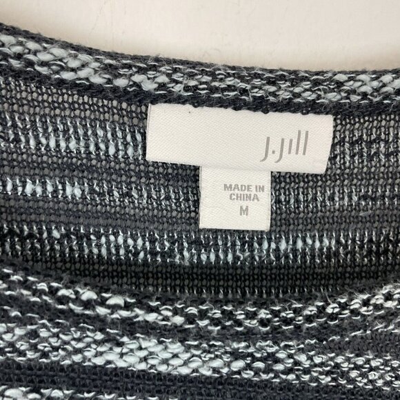J Jill Blue Striped Long Sleeve Top Textured Woman’s Size Medium - Picture 4 of 8